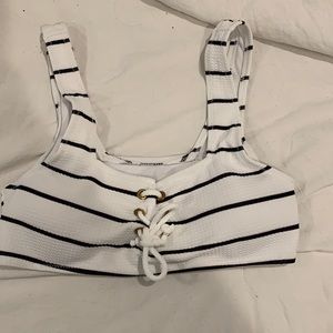 Adjustable striped bikini top